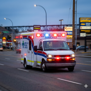 ambulance with lights and siren