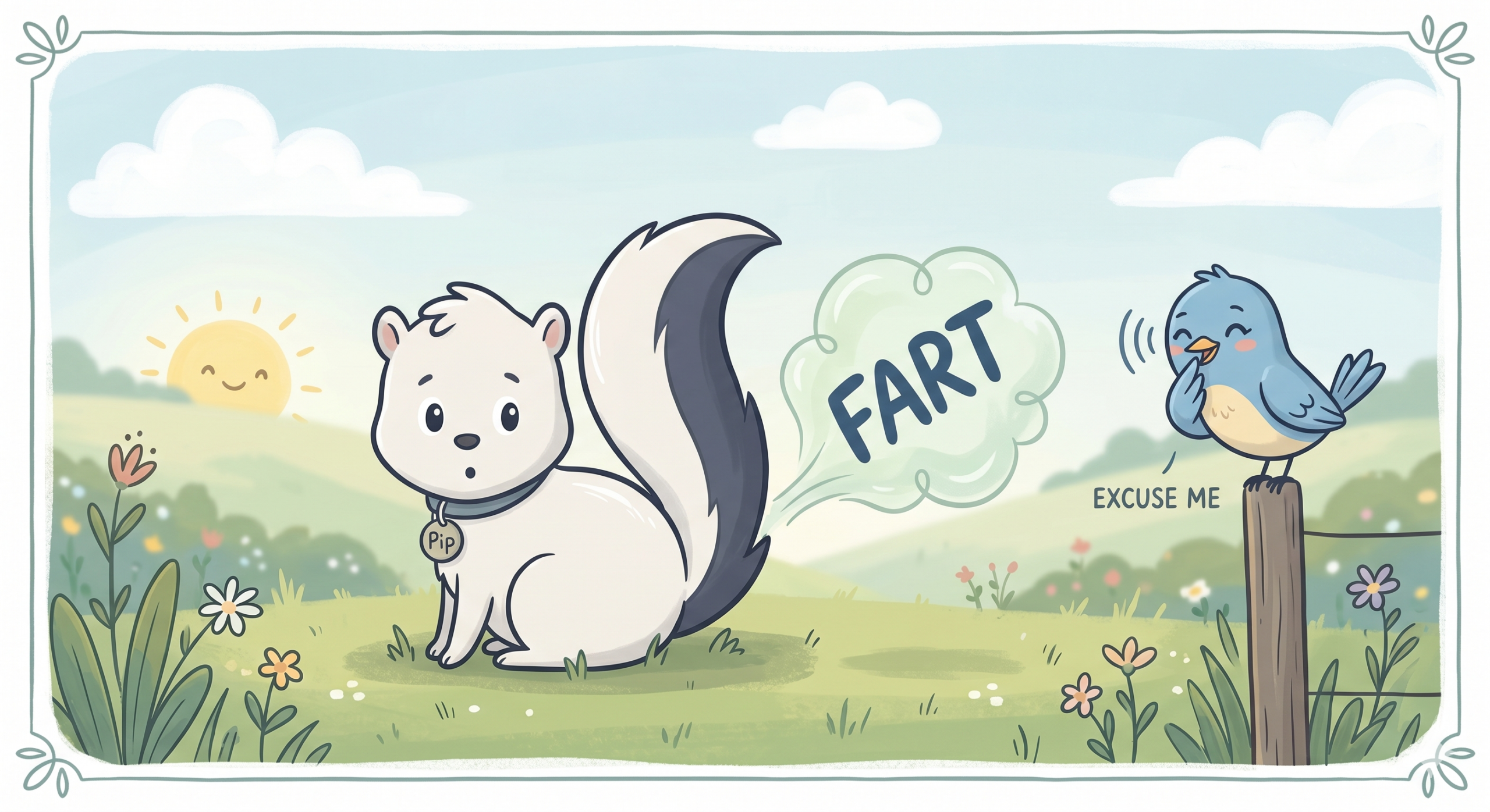 comical illustration of animal farting